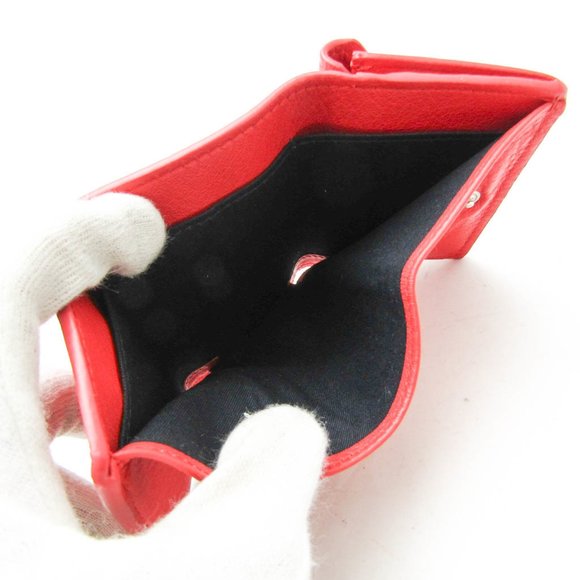 Balenciaga Papier Mini Wallet 391446 Women's Leather Wallet (tri-fold) Red Color - Picture 5 of 16